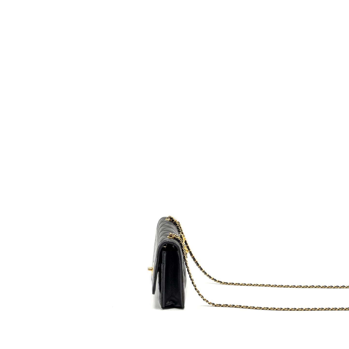 CHANEL 23A Lion Charms Wallet On Chain Lambskin Black  (microchip)