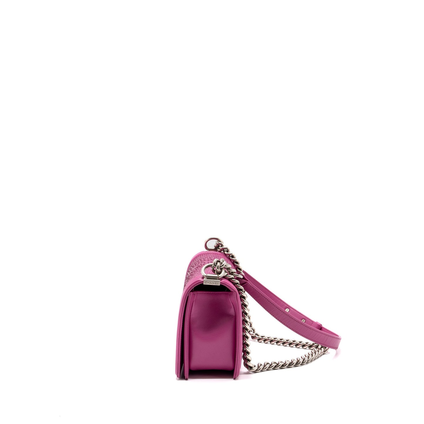 Chanel Medium Boy Bag Python Pink Brushed
