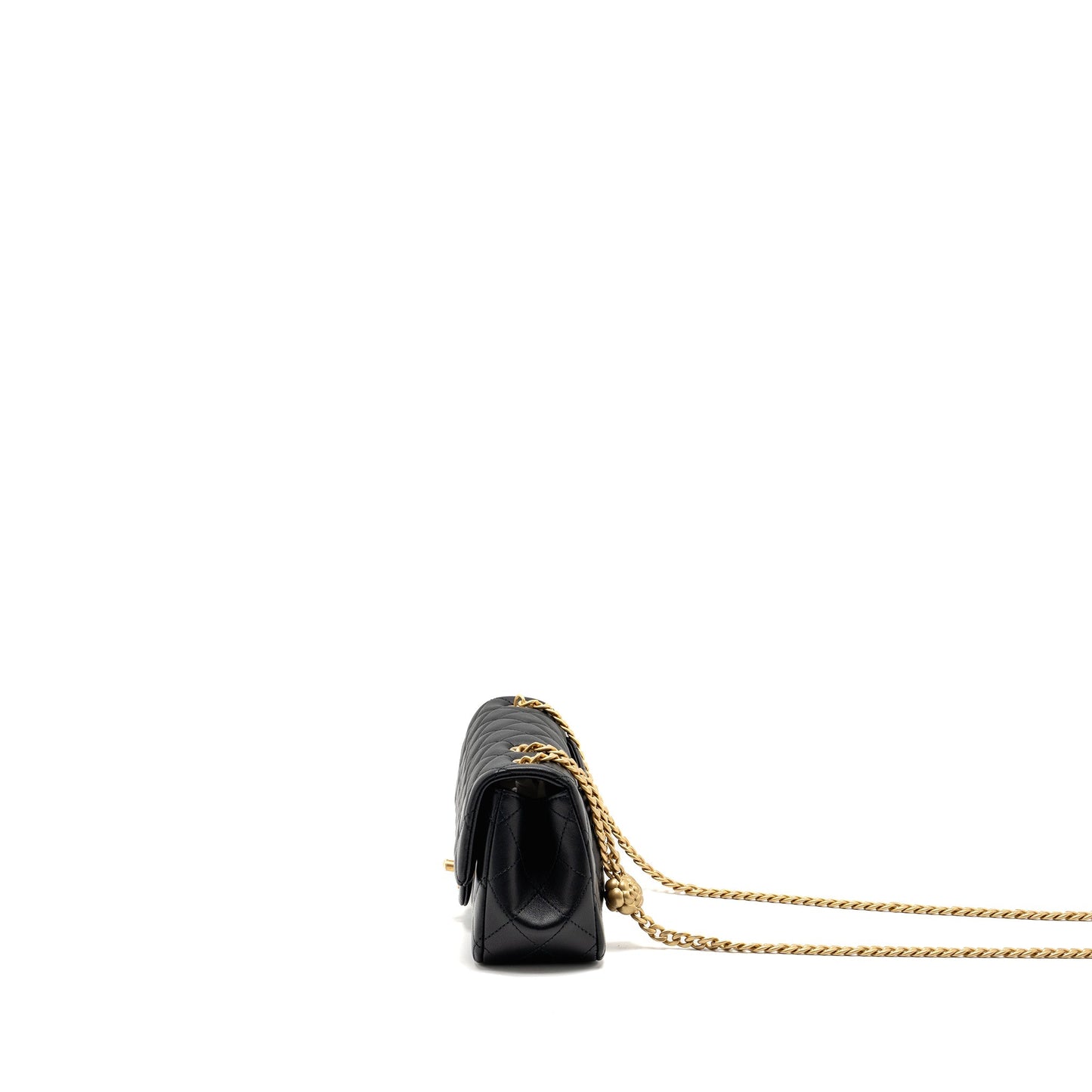 Chanel 25P Camellia Adjustable Chain Flap Bag Lambskin Black (microchip)
