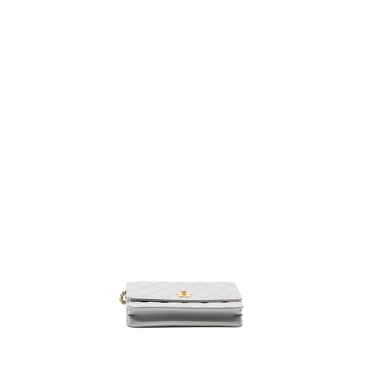Chanel Pearl Crush Wallet on Chain Lambskin Light Grey Brushed  (Microchip)