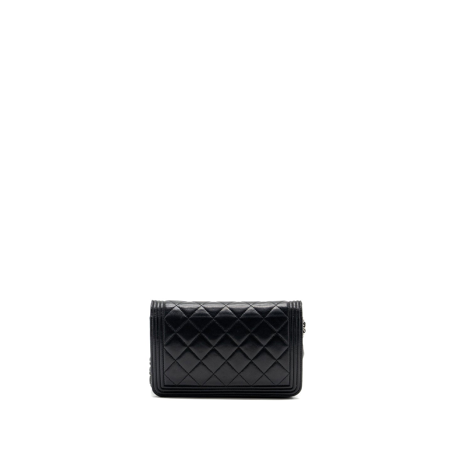 Chanel Boy Wallet On Chain Lambskin Black Ruthenium Hardware