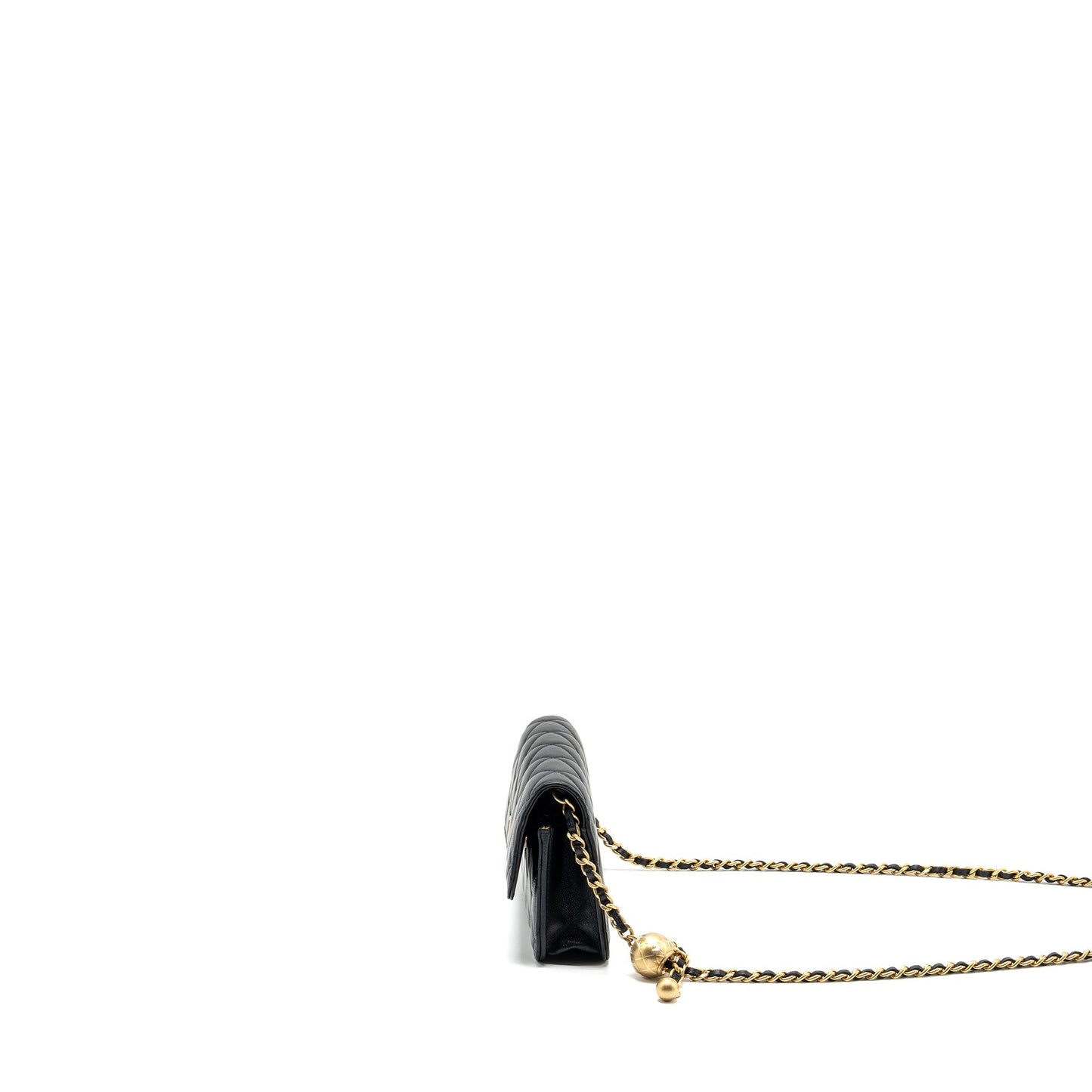 Chanel Pearl Crush mini flap wallet with chain lambskin black  (microchip)