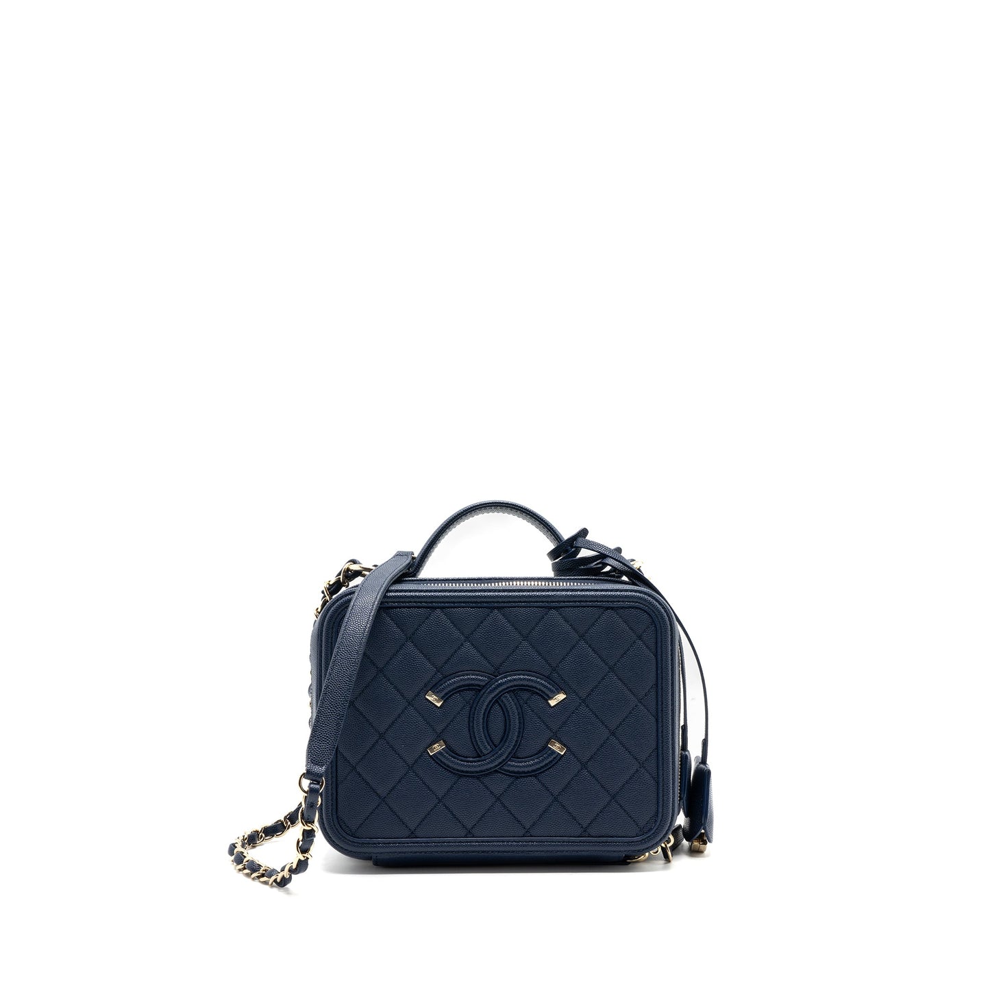 Chanel Filigree camera bag caviar dark blue L