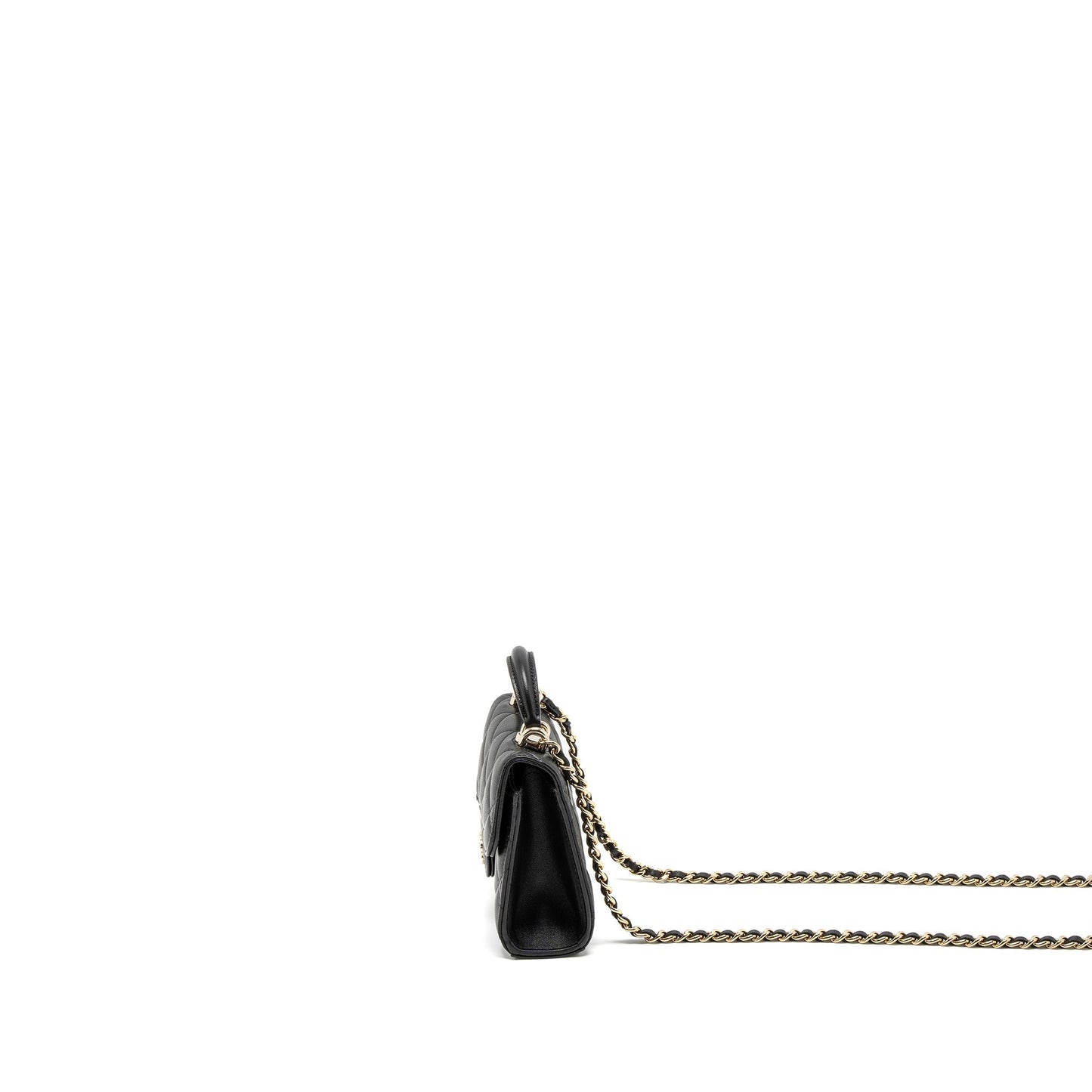 Chanel Top Handle Mini Flap Bag Lambskin Black L (Microchip)