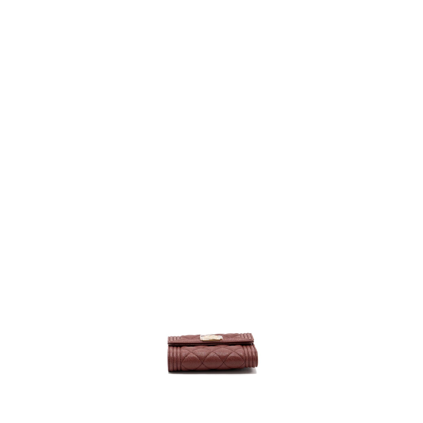 Chanel boy compact wallet caviar dark red