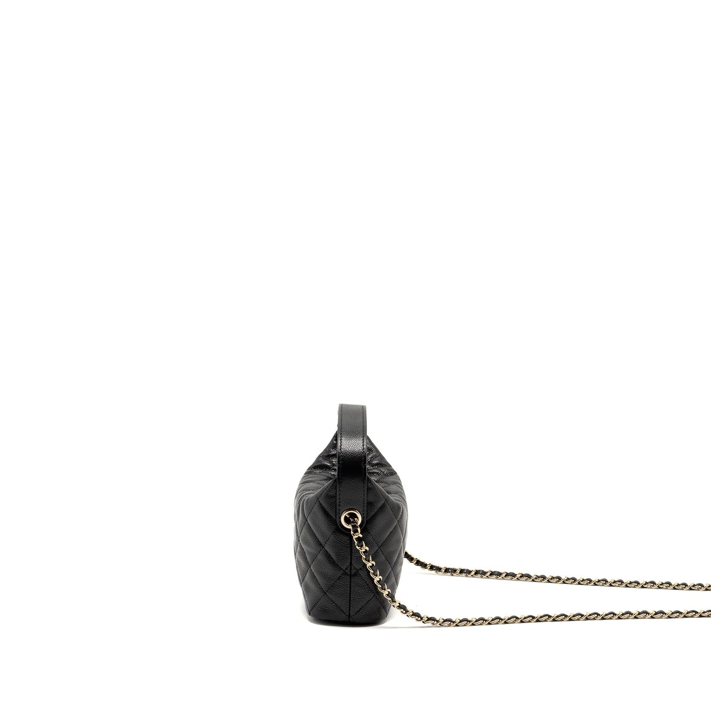 Chanel Quilted Hobo Bag Caviar Black  (Microchip)