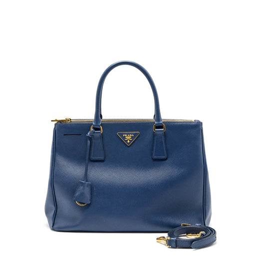 Prada double zip tote Purse saffiano calfskin blue