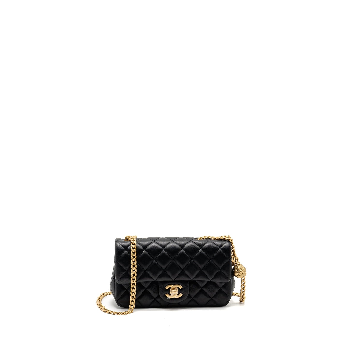 Chanel 25P Camellia Adjustable Chain Flap Bag Lambskin Black (microchip)