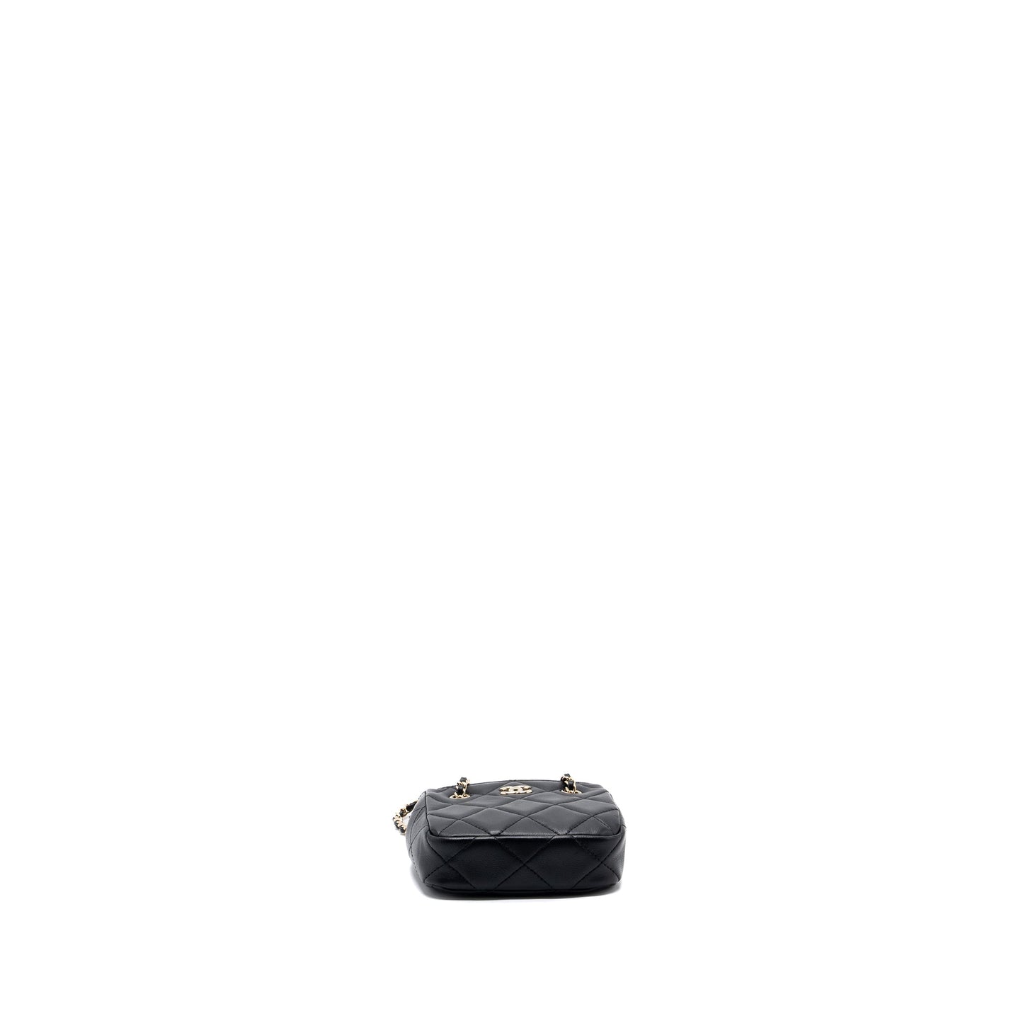 Chanel quilted super mini tote with chain lambskin black L