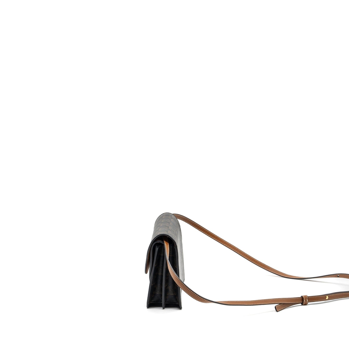 Luxury CELINE wallet on strap triomphe canvas / leather tan