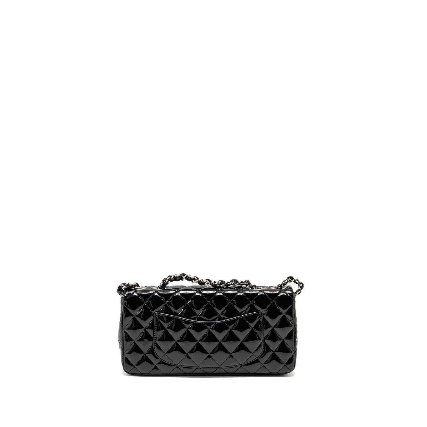 Chanel East West Flap Shoulder Bag Patent Leather Black