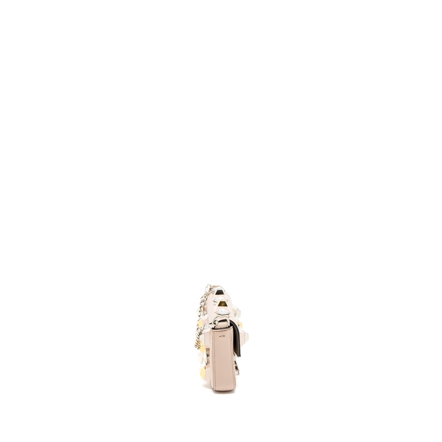 Fendi Mini Flap Clutch with Chain Lambskin Light Pink