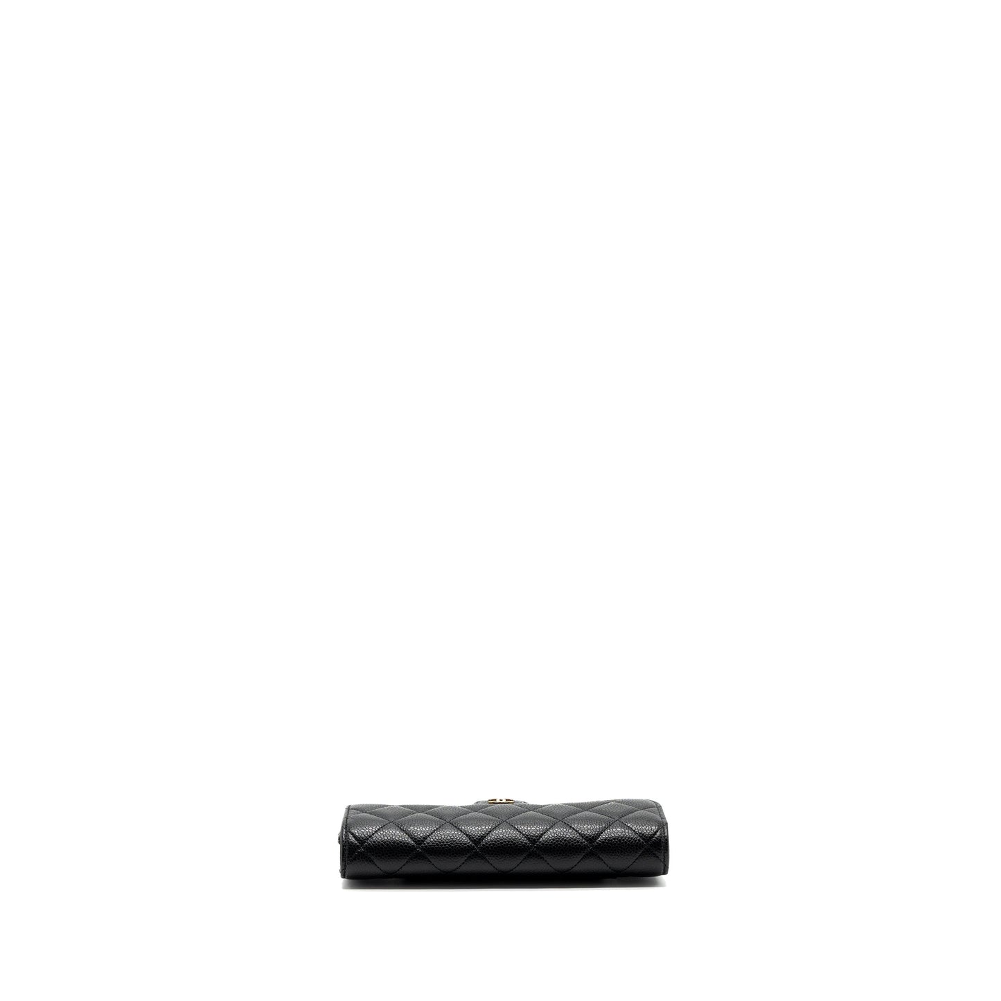 Chanel classic long flap wallet caviar black