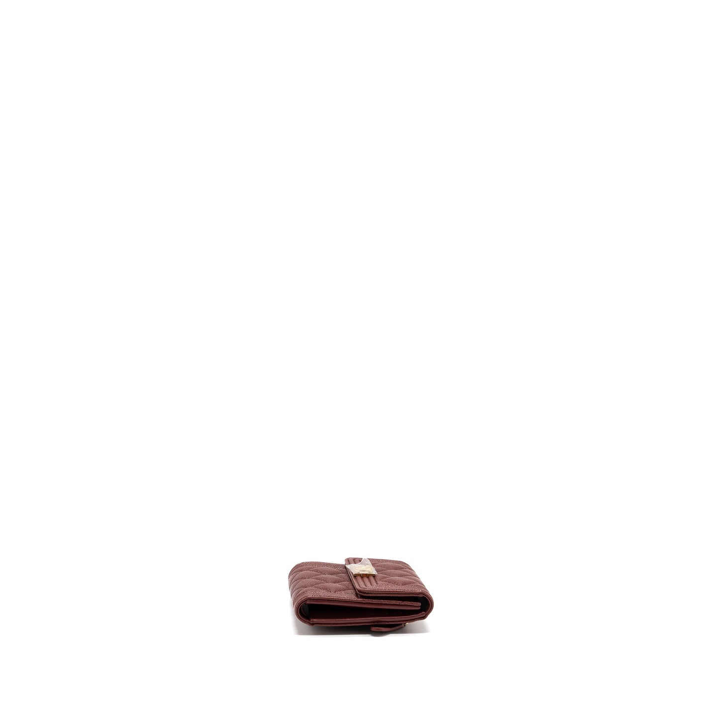Chanel boy compact wallet caviar dark red