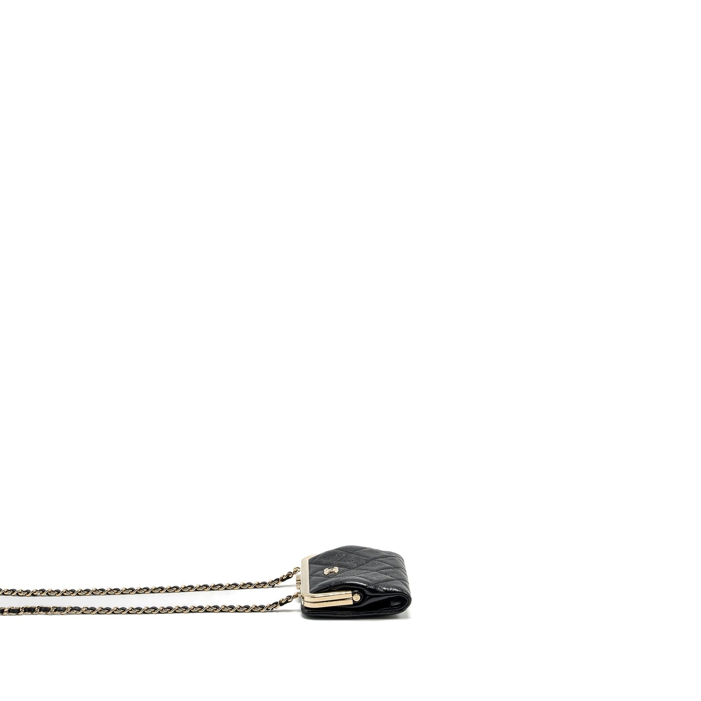 Chanel Quilted Mini Clip Purse With Chain Aged Calfskin Black L (microchip)