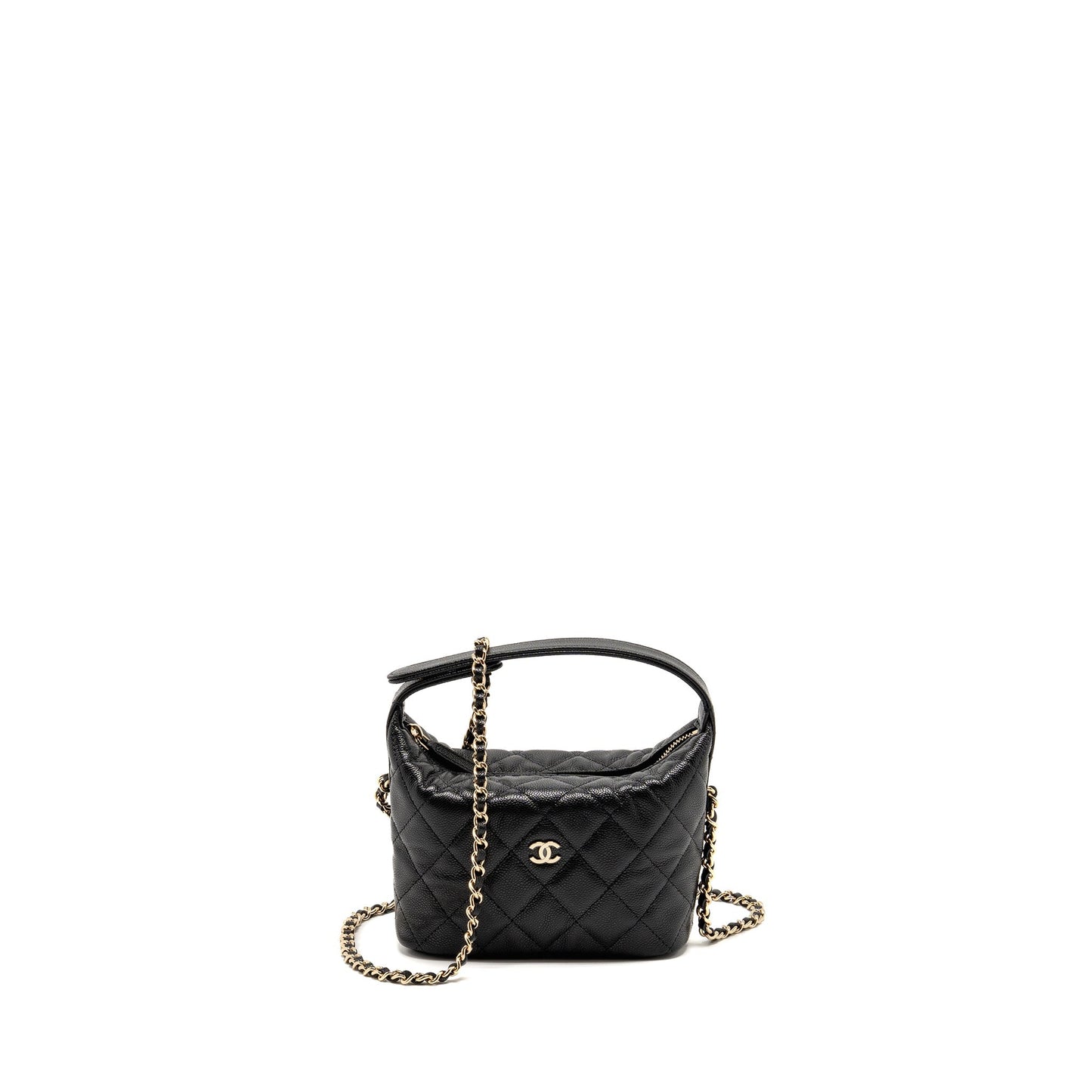 Chanel Quilted Hobo Bag Caviar Black  (Microchip)