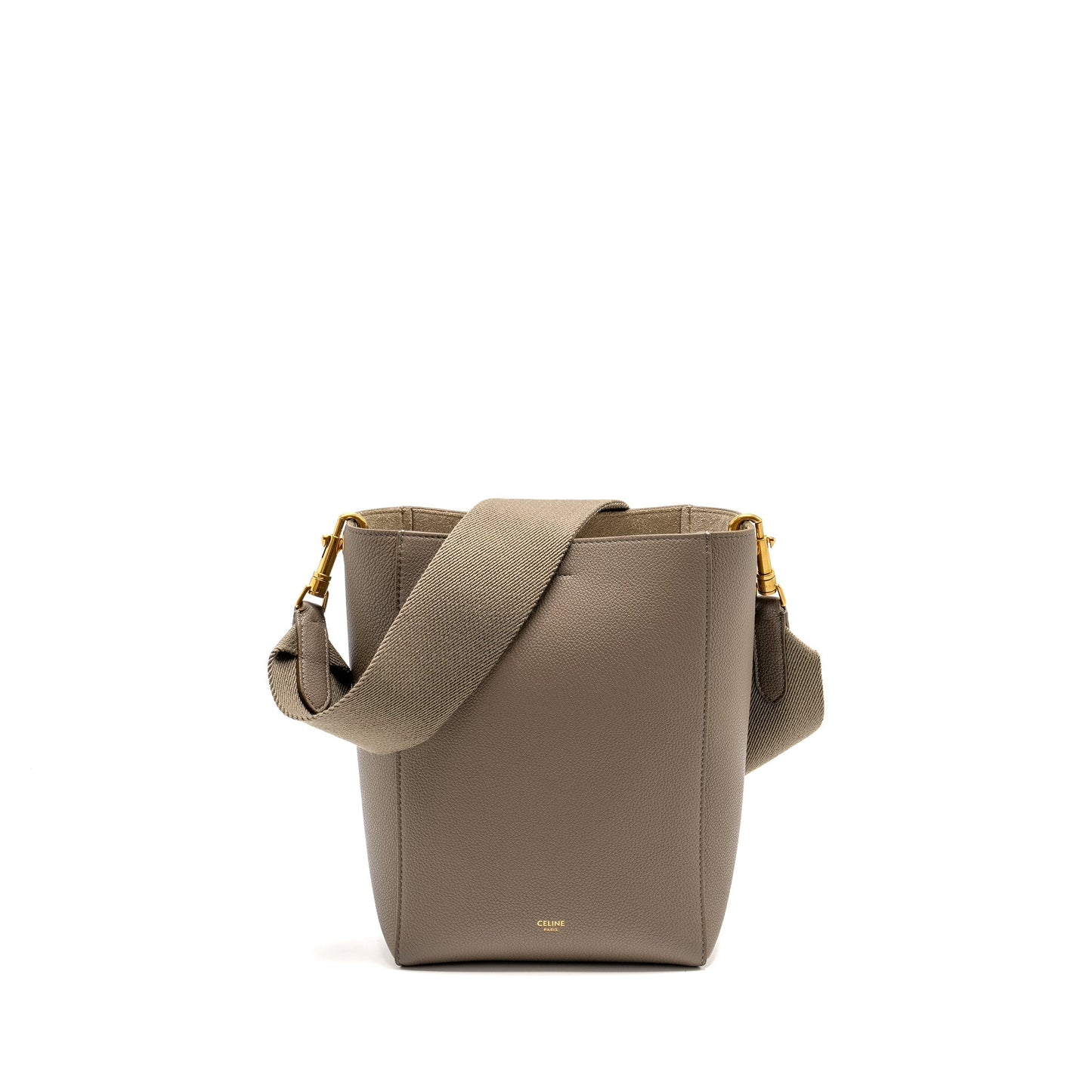 Celine Sangle Bucket Purse Calfskin Grey