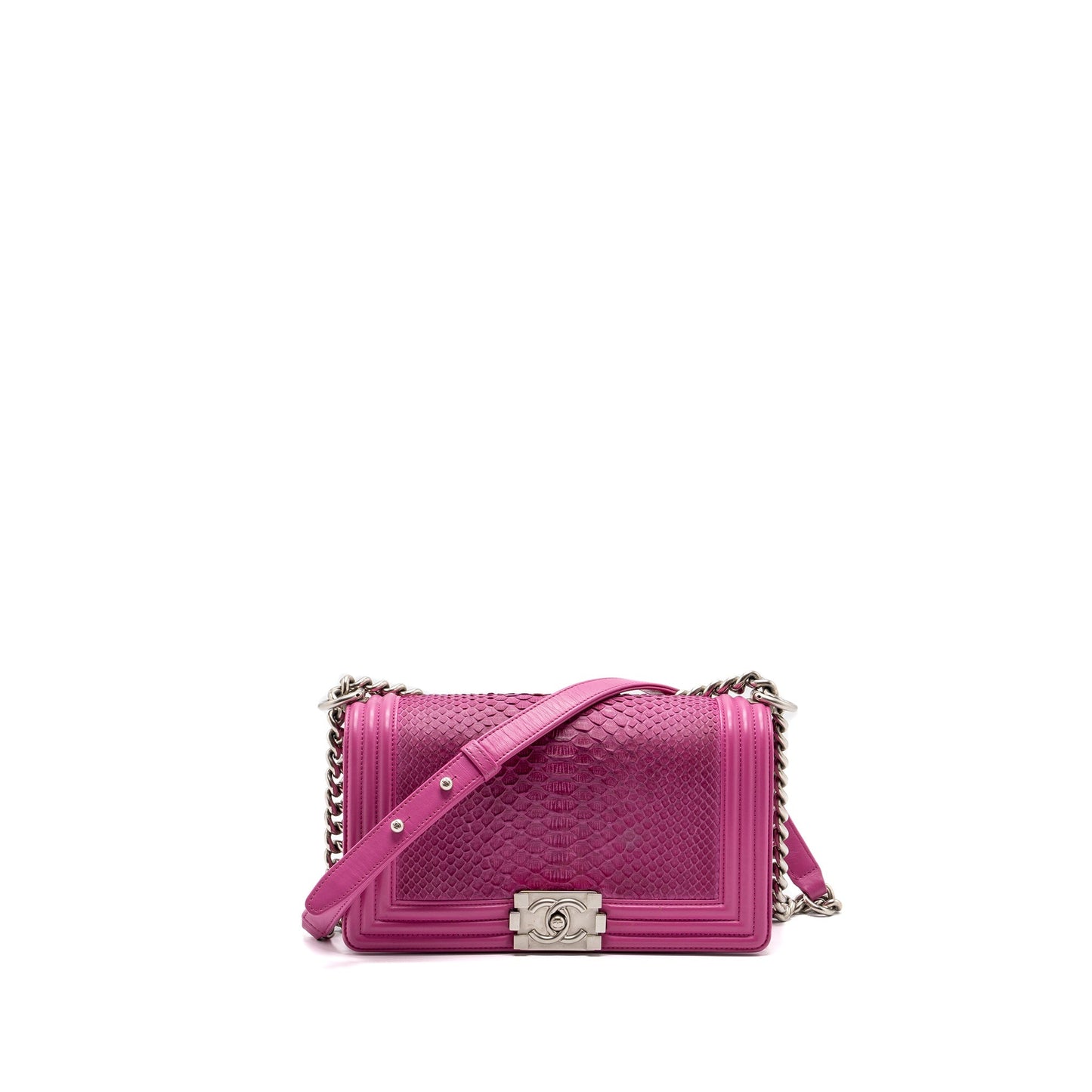 Chanel Medium Boy Bag Python Pink Brushed