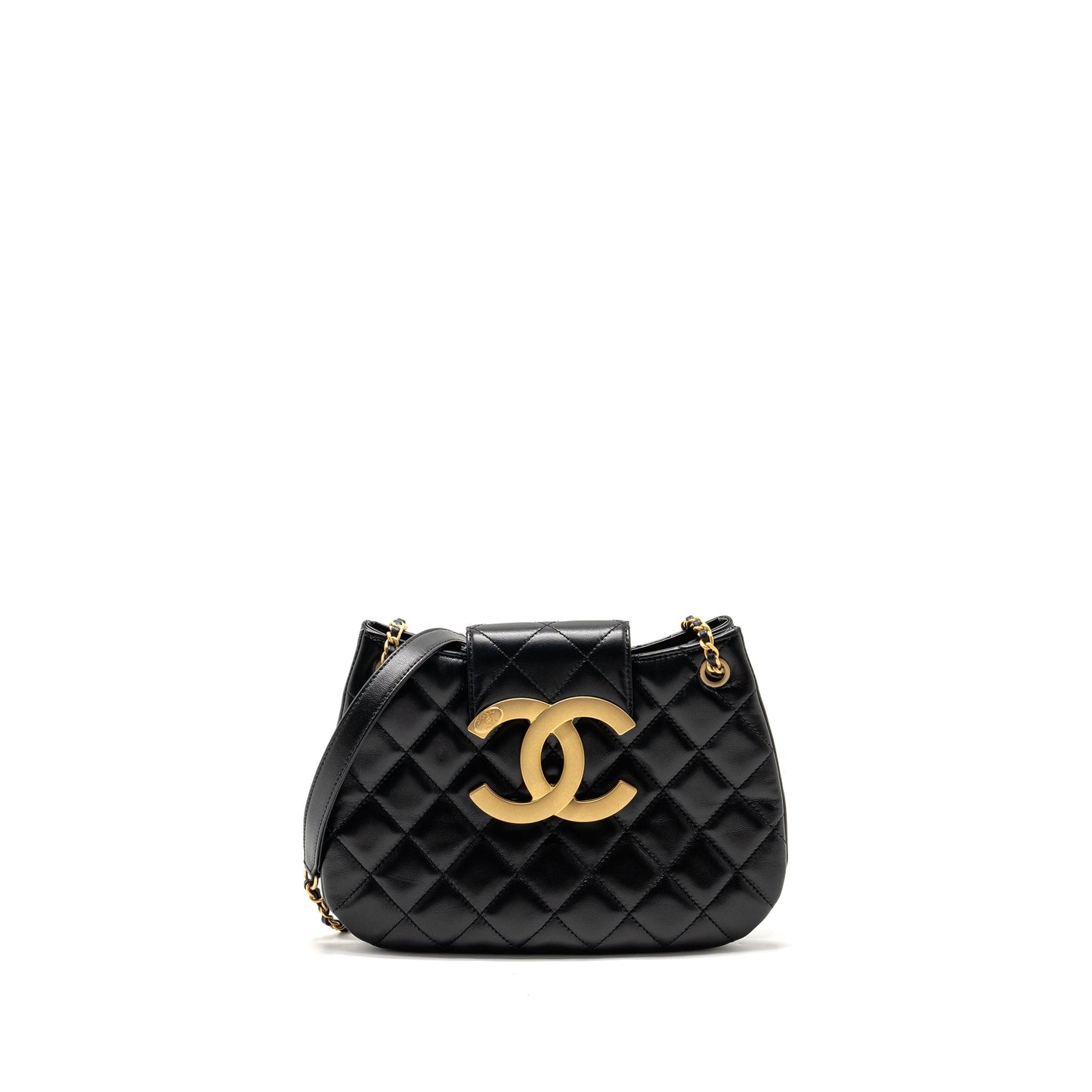 Chanel 24C Quilted Small Messenger Bag Black Lambskin  (Microchip)
