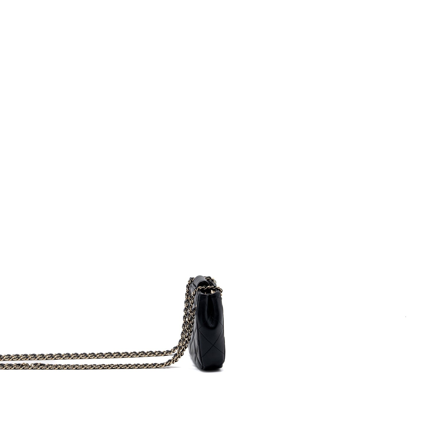 Chanel quilted super mini tote with chain lambskin black L