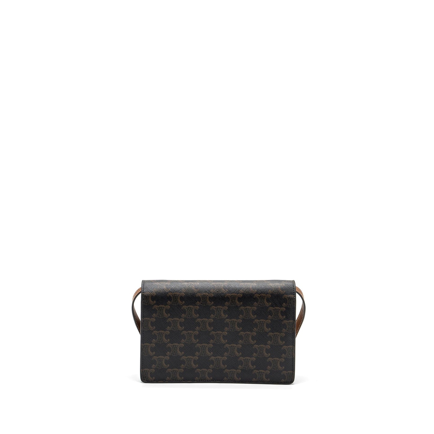 Luxury CELINE wallet on strap triomphe canvas / leather tan