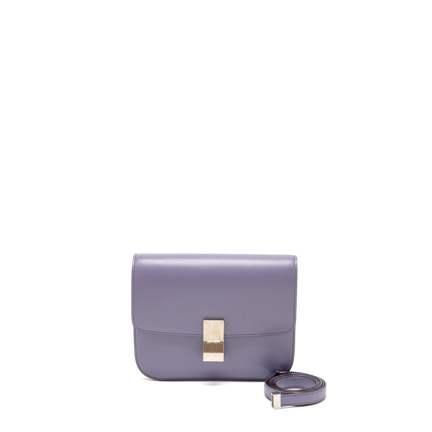 Luxury CELINE Medium Classic Box Bag Calfskin Purple SHW