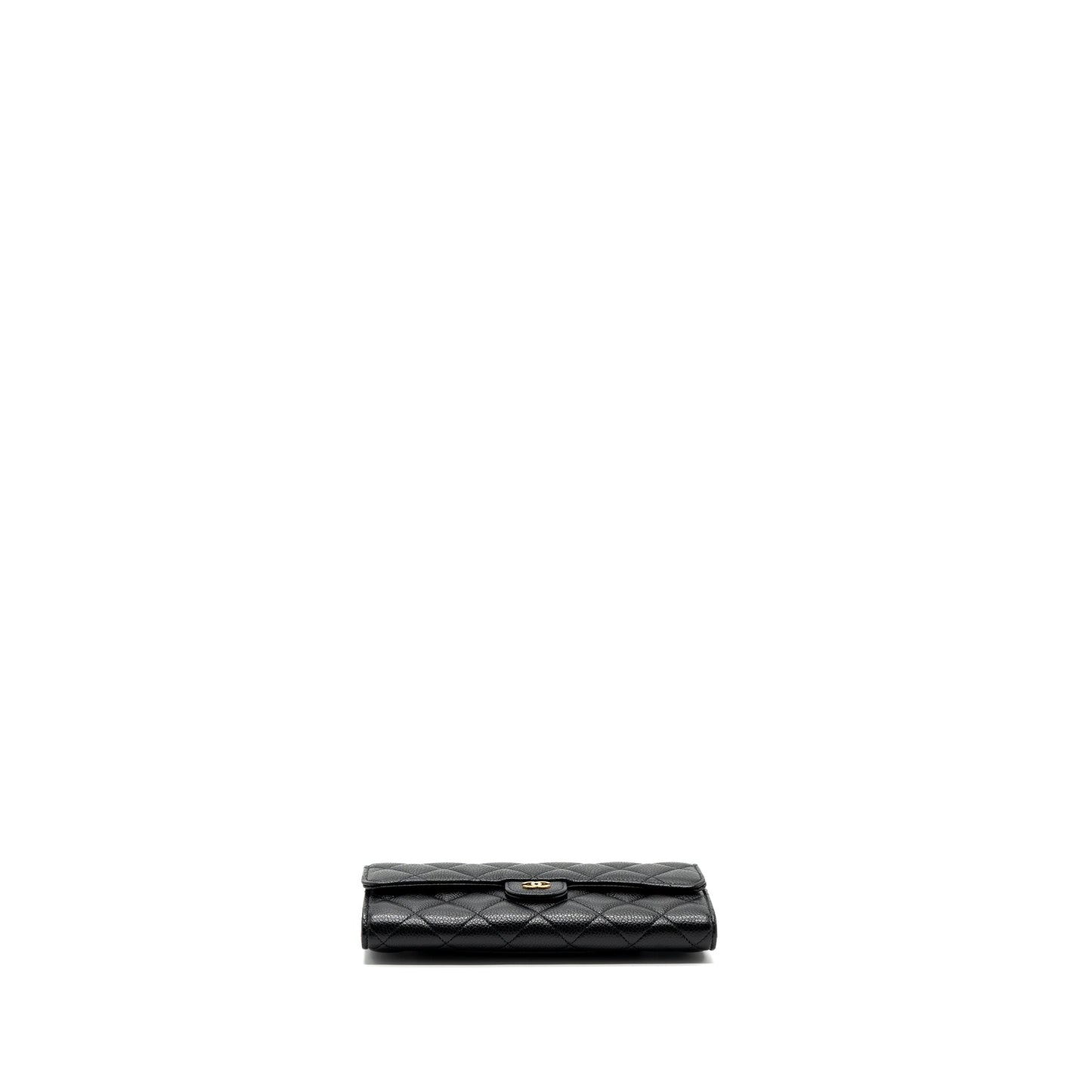Chanel classic long flap wallet caviar black