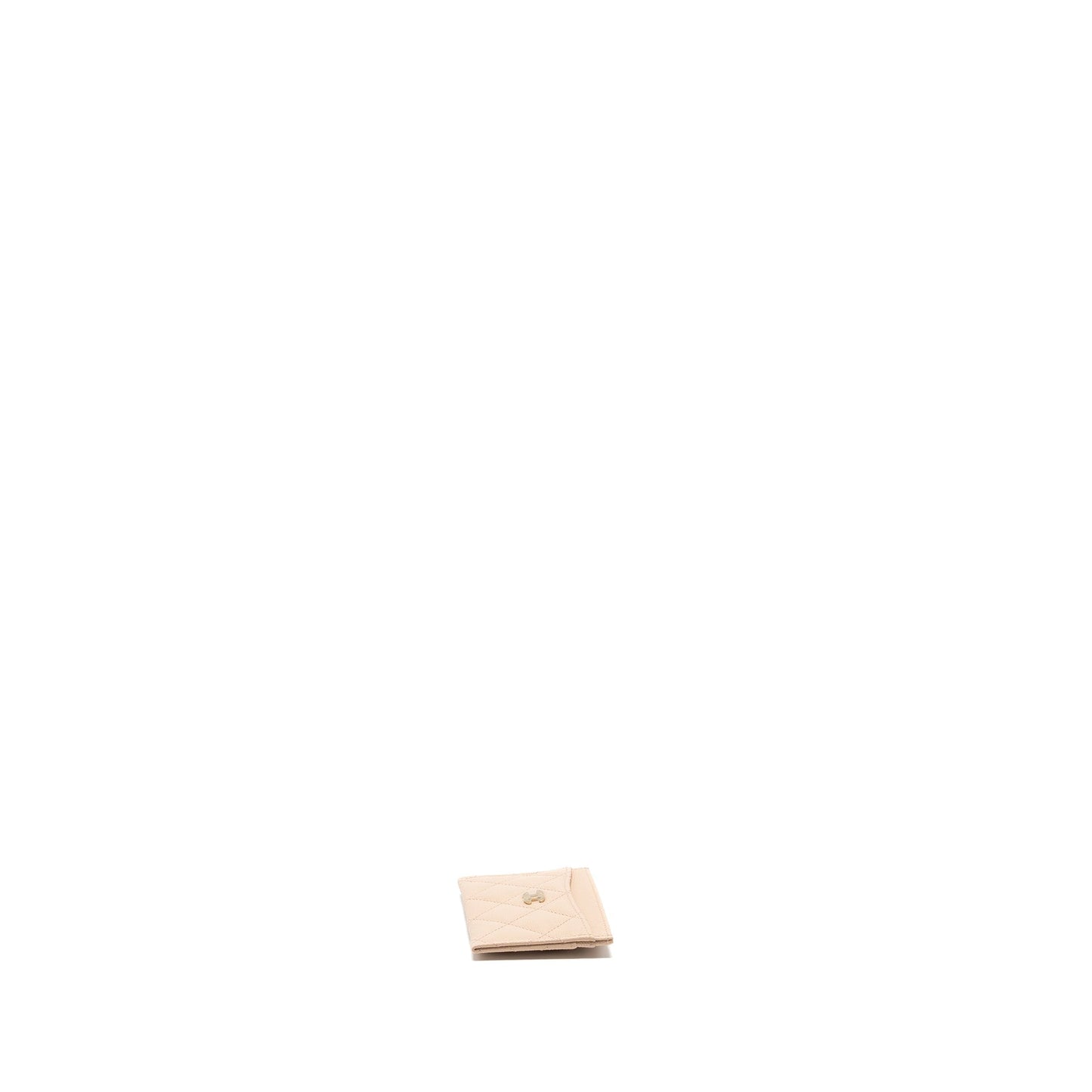 Chanel classic card holder caviar light beige L