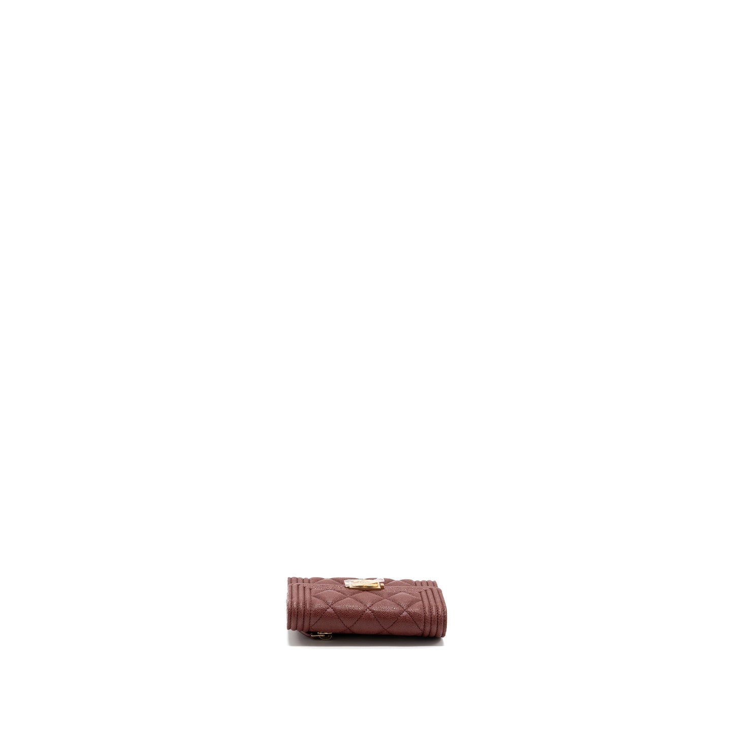 Chanel boy compact wallet caviar dark red