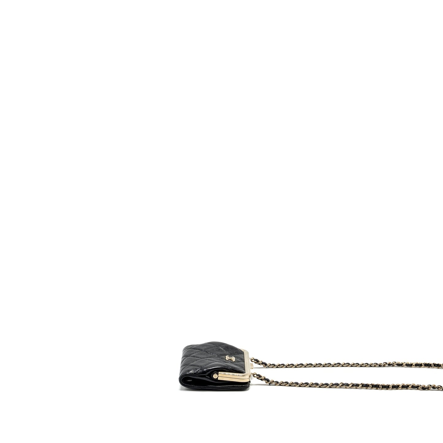 Chanel Quilted Mini Clip Purse With Chain Aged Calfskin Black L (microchip)