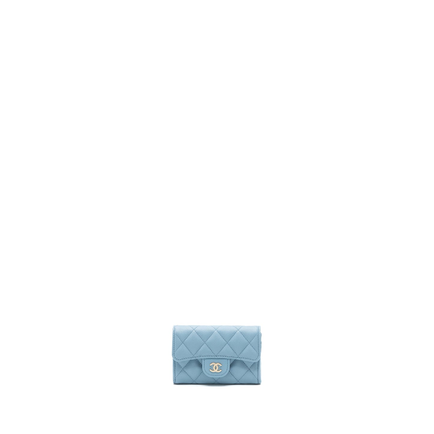 Chanel Classic Flap Card Holder Caviar Blue L