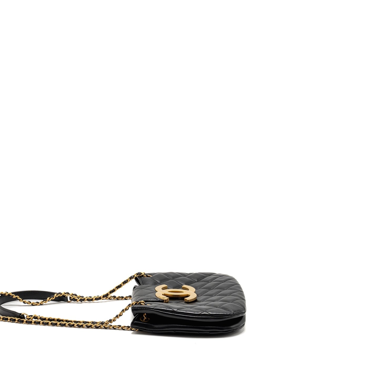 Chanel 24C Quilted Small Messenger Bag Black Lambskin  (Microchip)