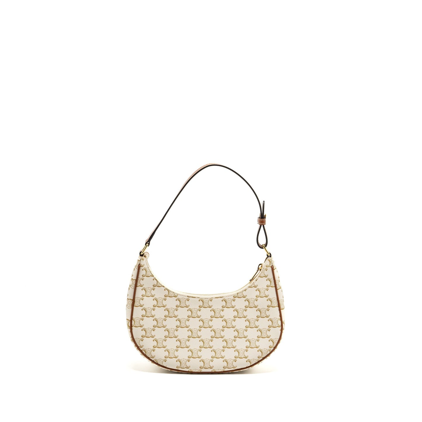 Celine Ava Purse Triomphe Canvas/Calfskin White/Brown