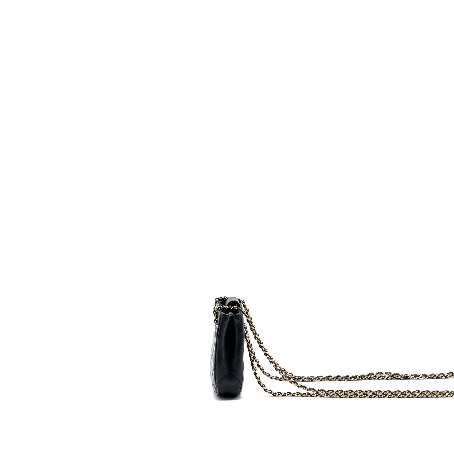 Chanel quilted super mini tote with chain lambskin black L