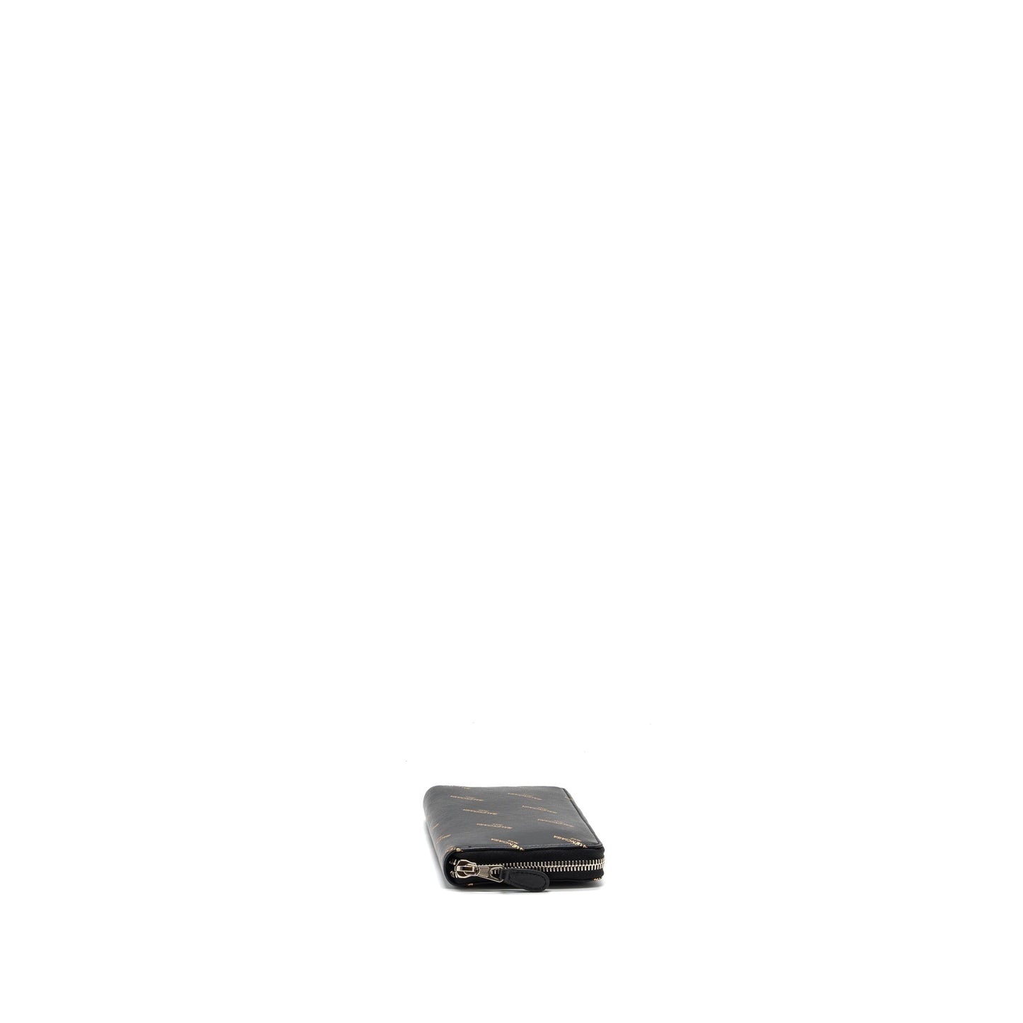 Balenciaga Logo Long Zip Wallet Calfskin Black