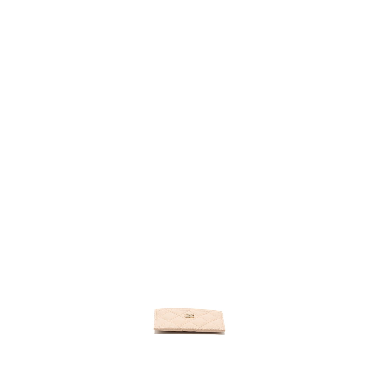 Chanel classic card holder caviar light beige L