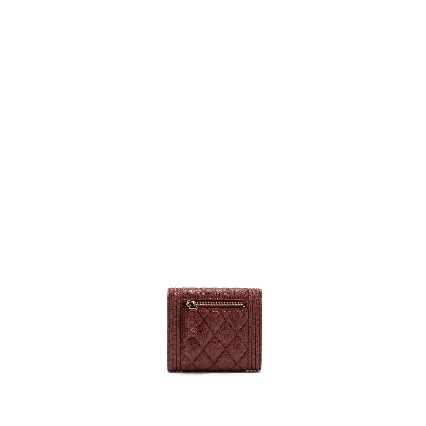 Chanel boy compact wallet caviar dark red