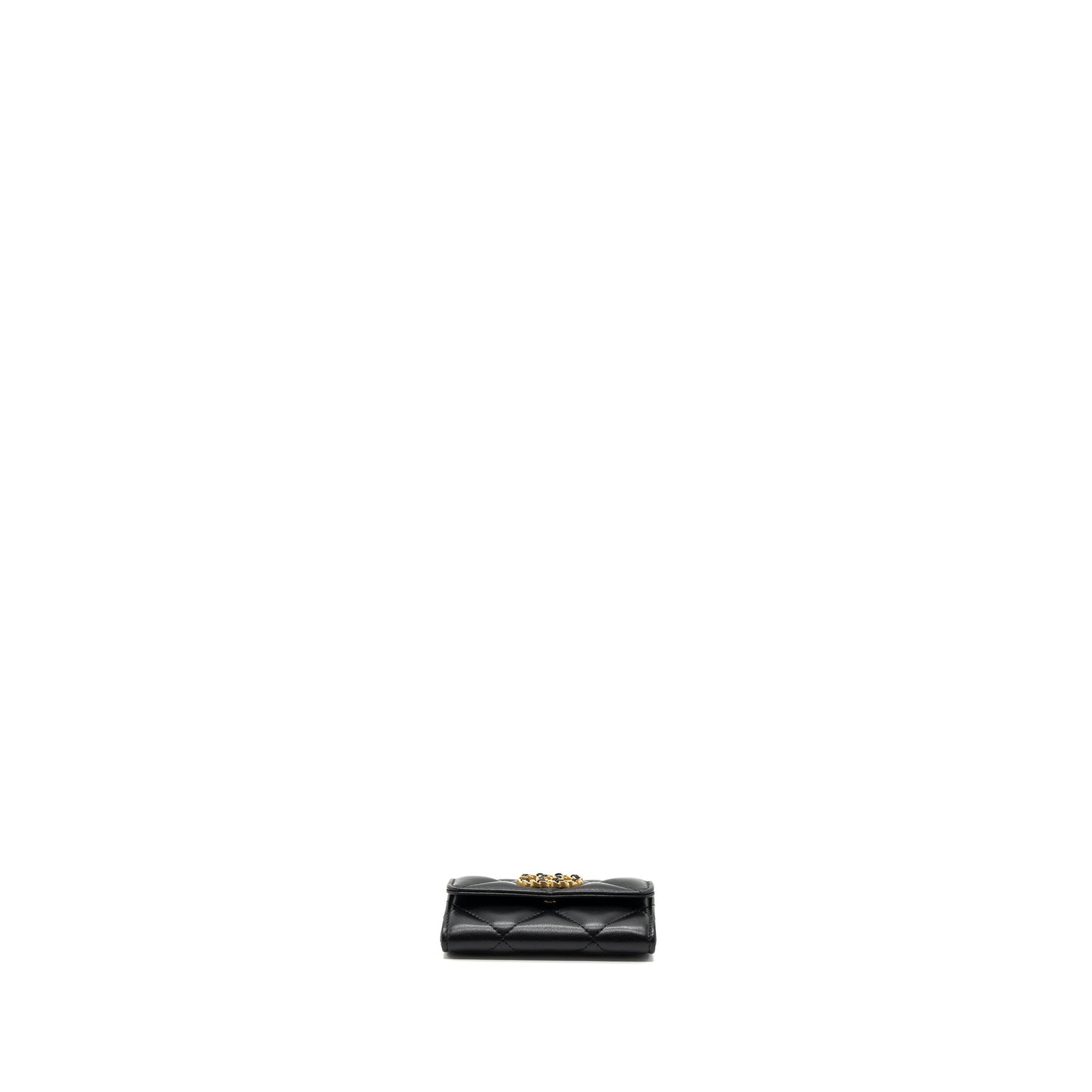 Chanel 19 flap card holder lambskin black  (microchip)