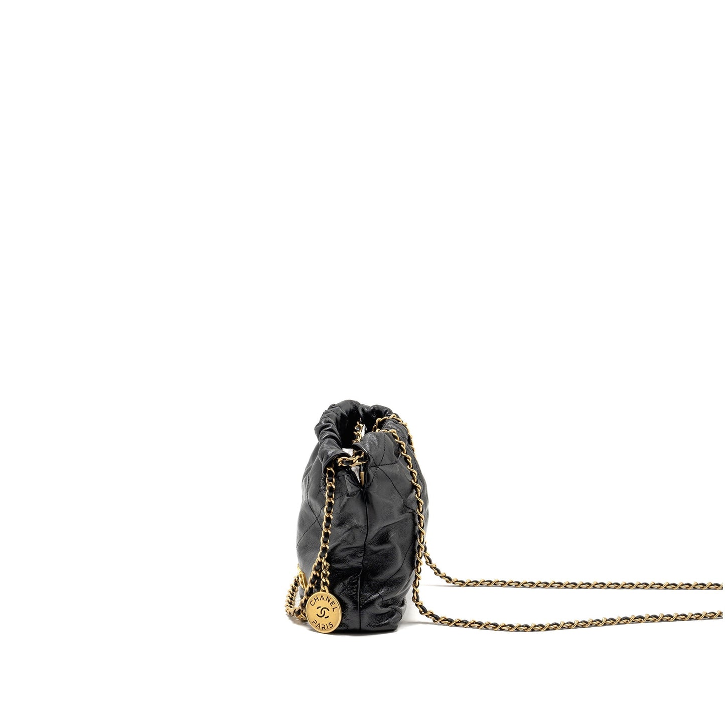 Chanel 23s Mini 22 Bag With Pearl Shiny Calfskin  (Microchip)