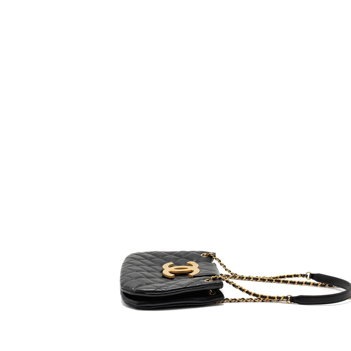 Chanel 24C Quilted Small Messenger Bag Black Lambskin  (Microchip)
