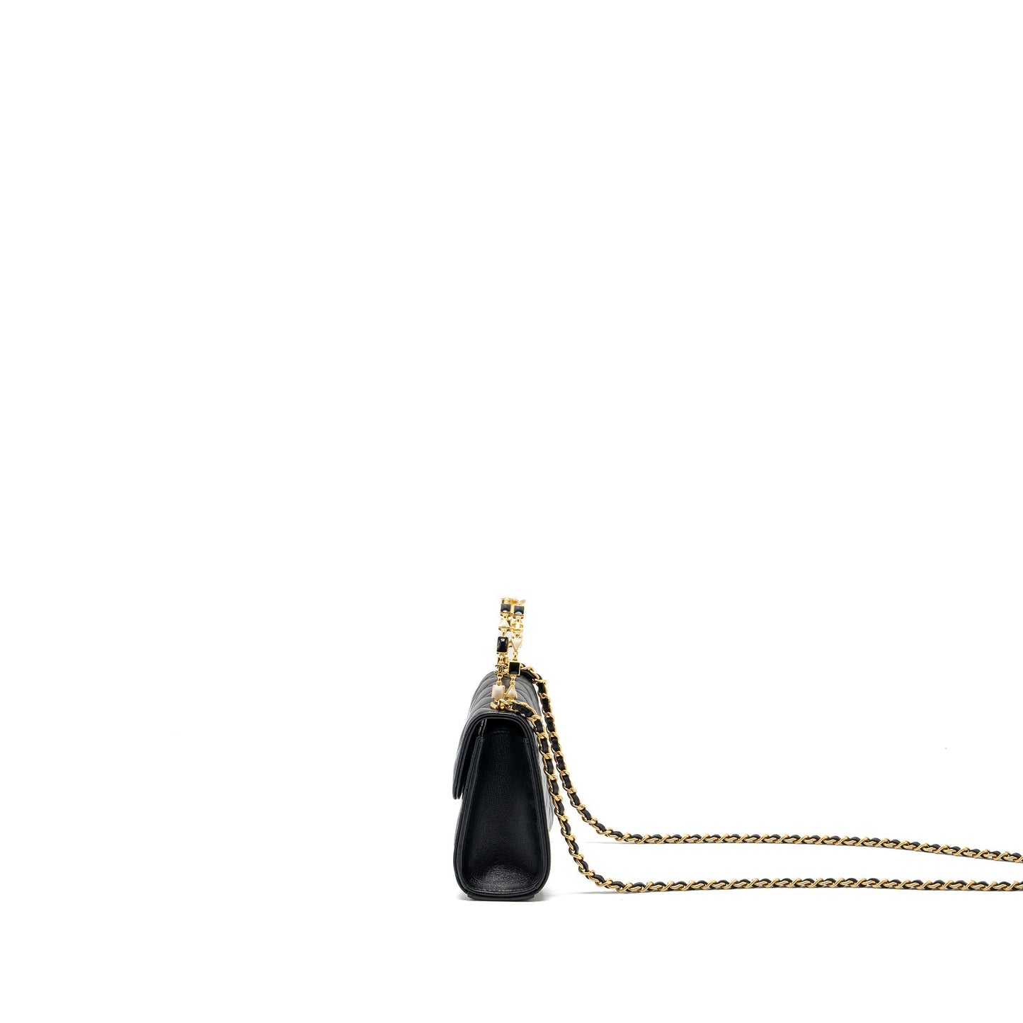 Chanel 22B Enamel Top handle Mini Flap Bag Lambskin Black  (Microchip)