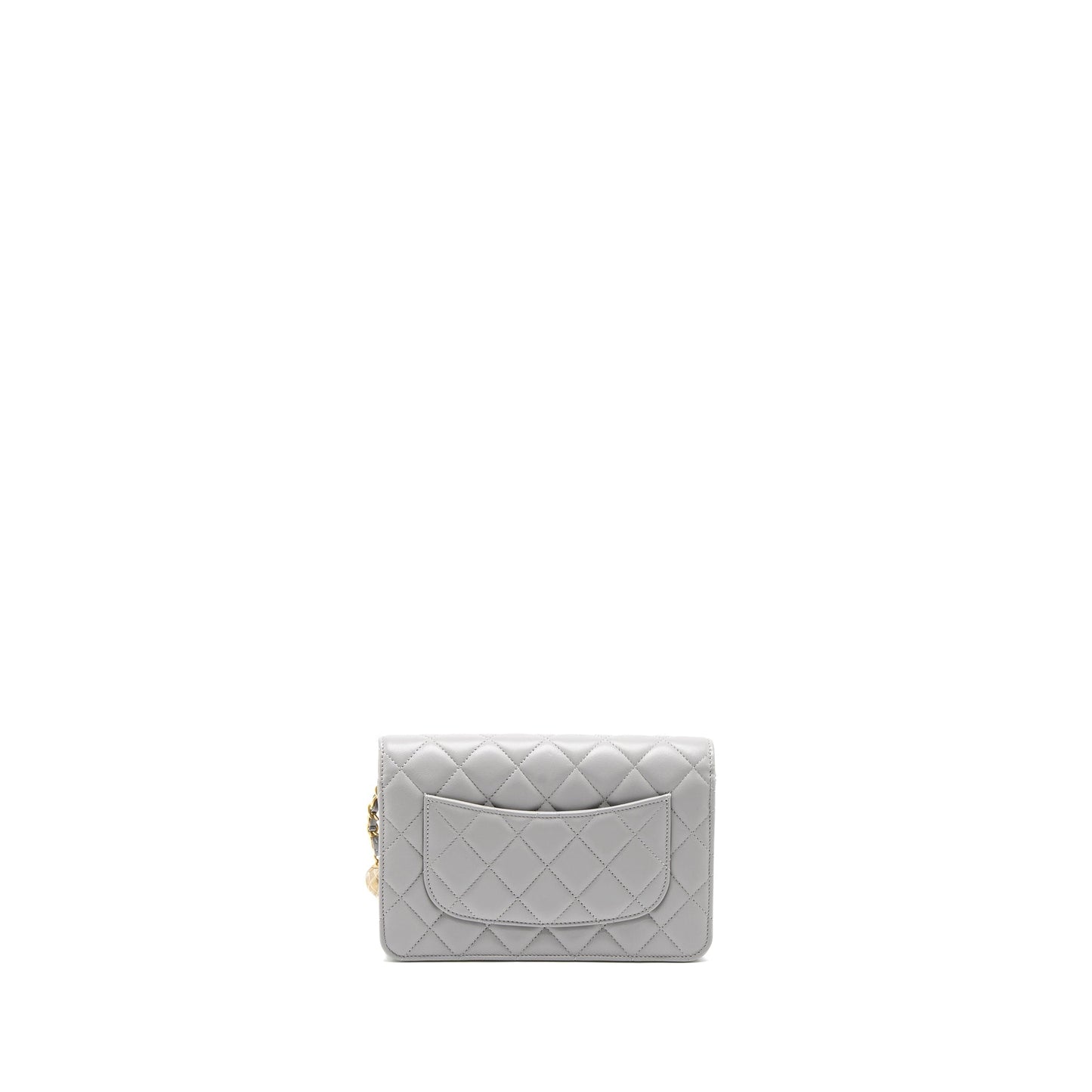 Chanel Pearl Crush Wallet on Chain Lambskin Light Grey Brushed  (Microchip)