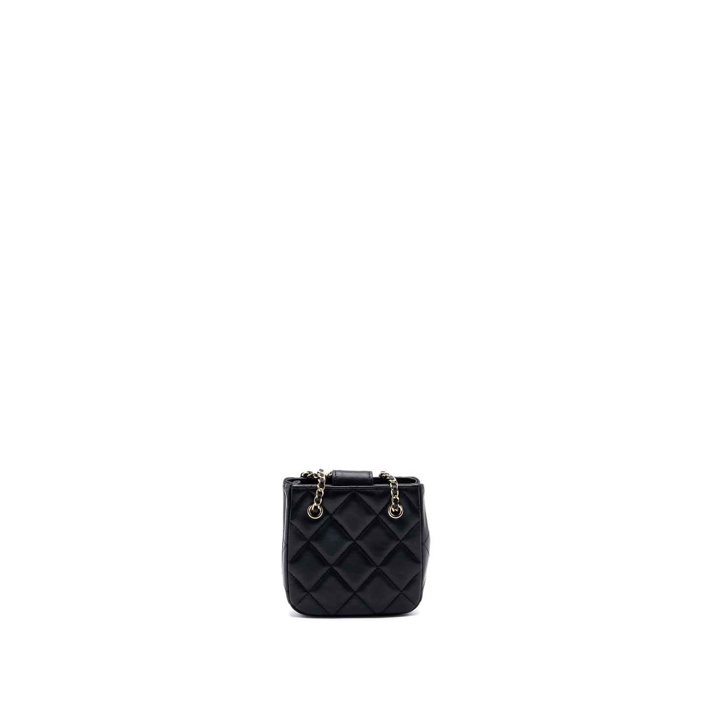 Chanel quilted super mini tote with chain lambskin black L