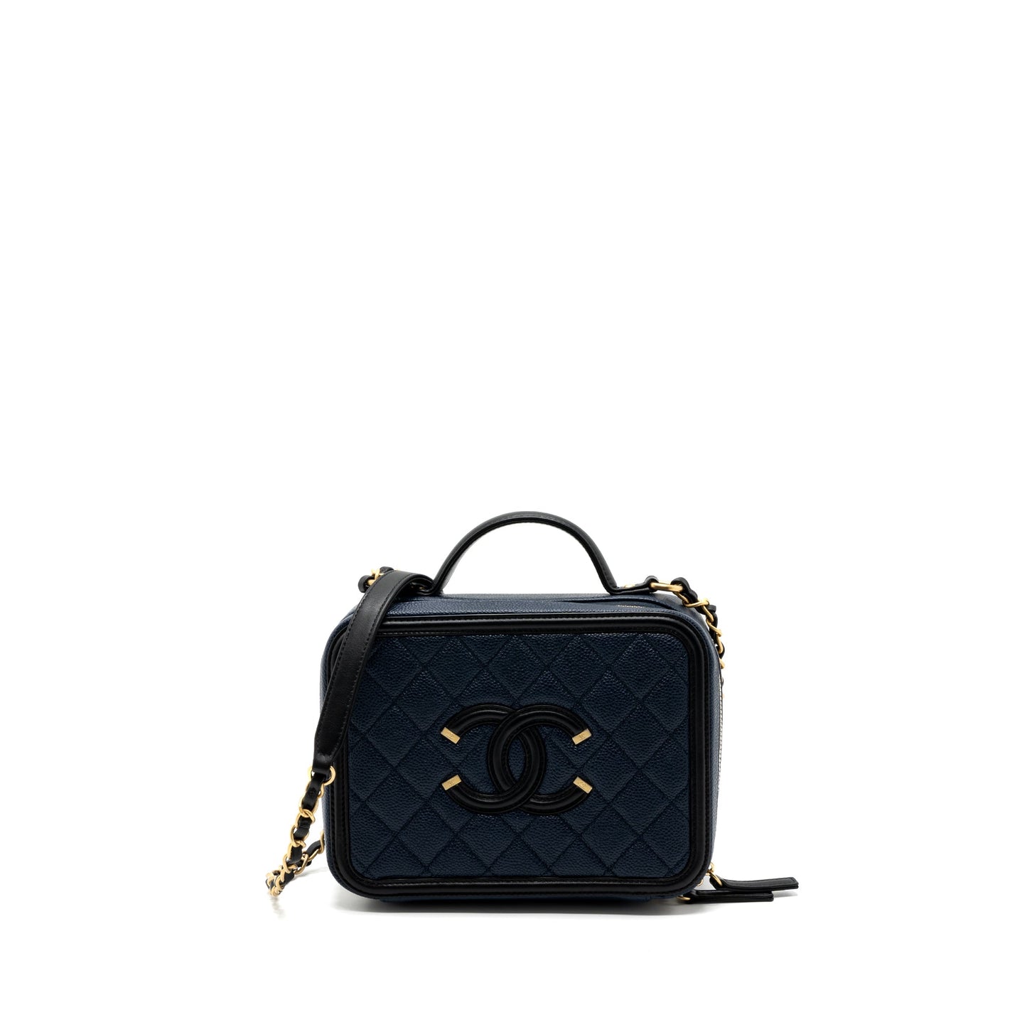 Chanel Filigree Camera Bag Caviar Dark Blue/ Black