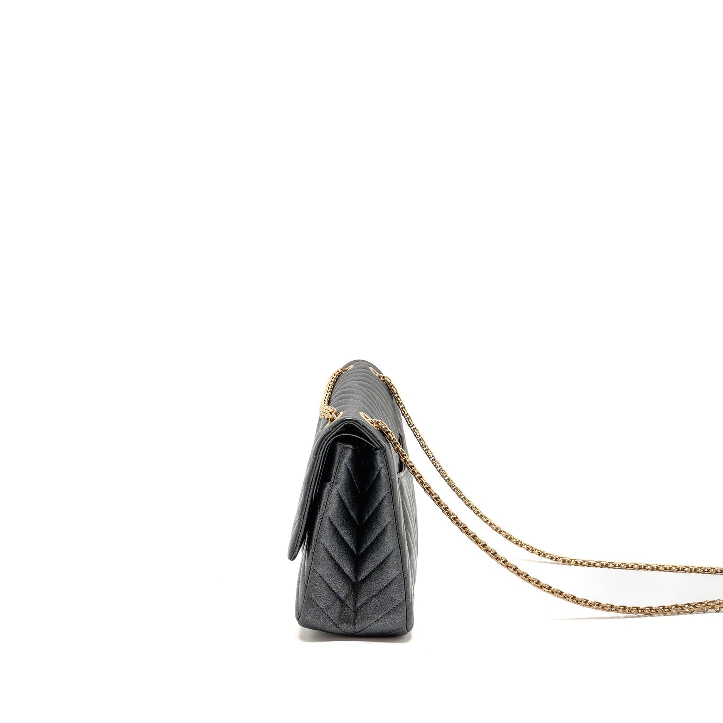 Chanel Large 2.55 226 Reissue Double Flap Bag Chevron Metallic Calfskin Charcoal
