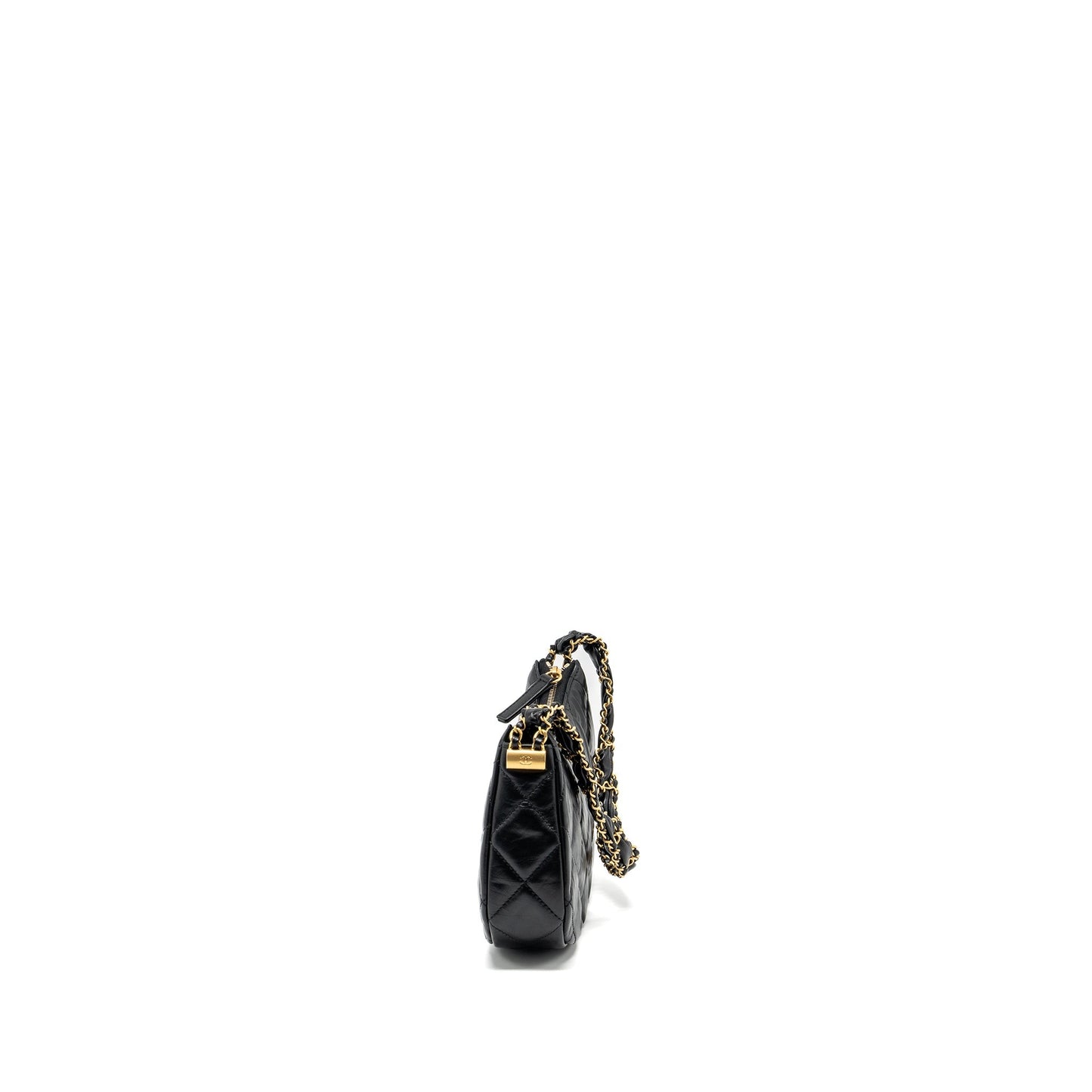 Chanel 23k 19 Hobo Shoulder Bag Calfskin Black  (microchip)