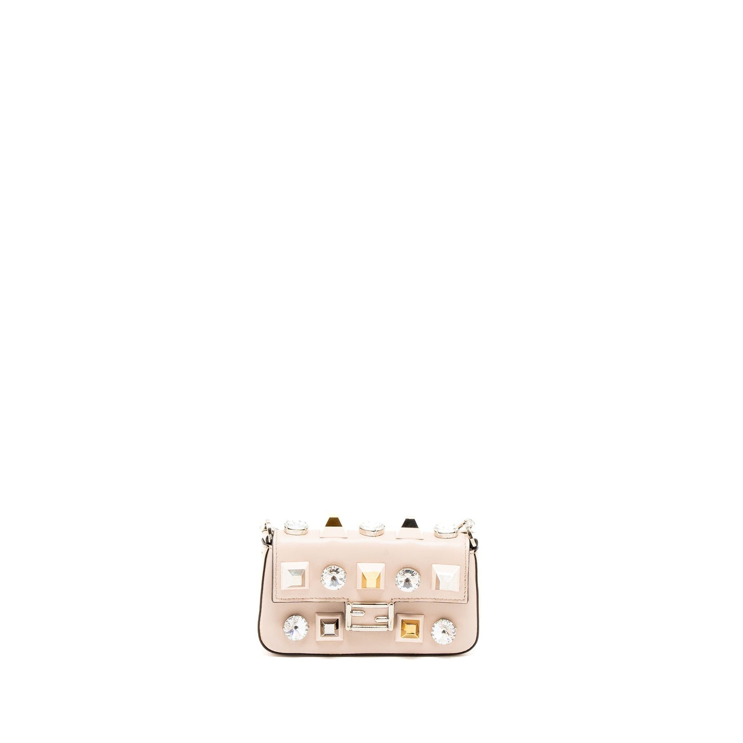 Fendi Mini Flap Clutch with Chain Lambskin Light Pink