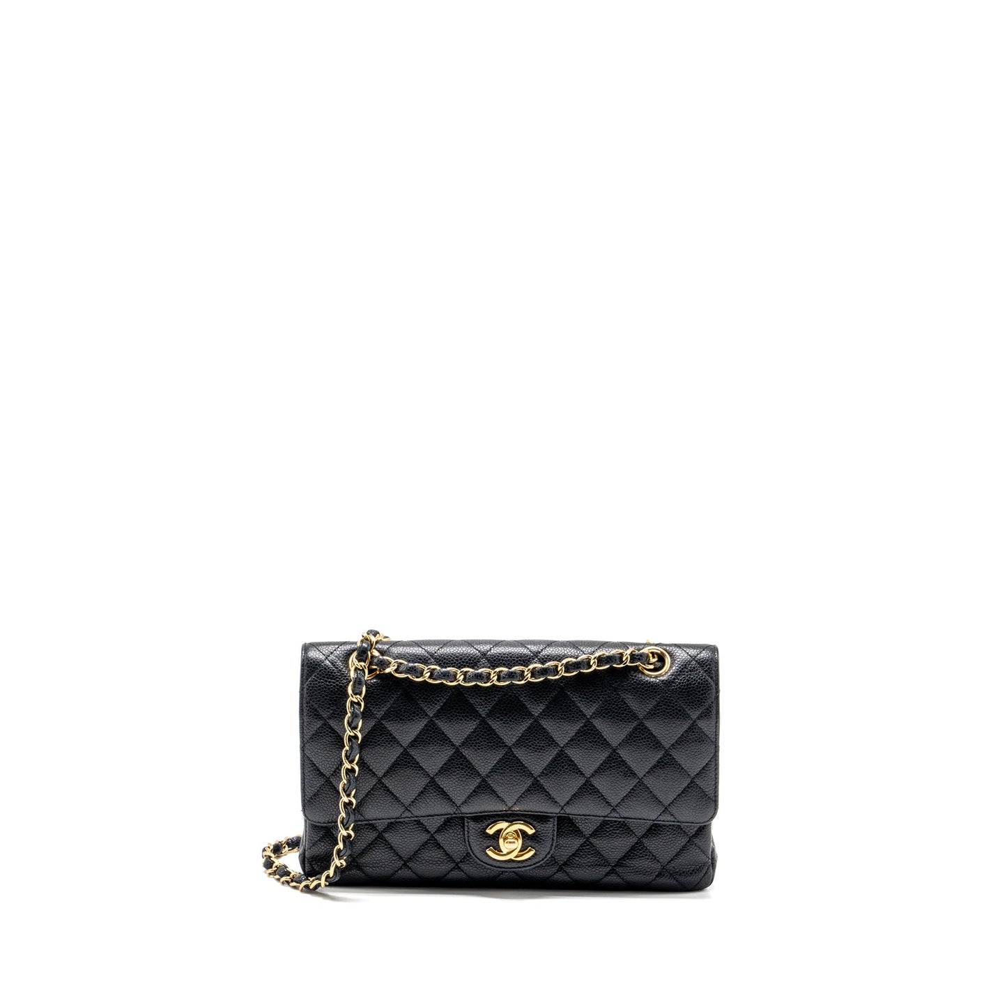 Chanel Medium classic double flap bag caviar Black
