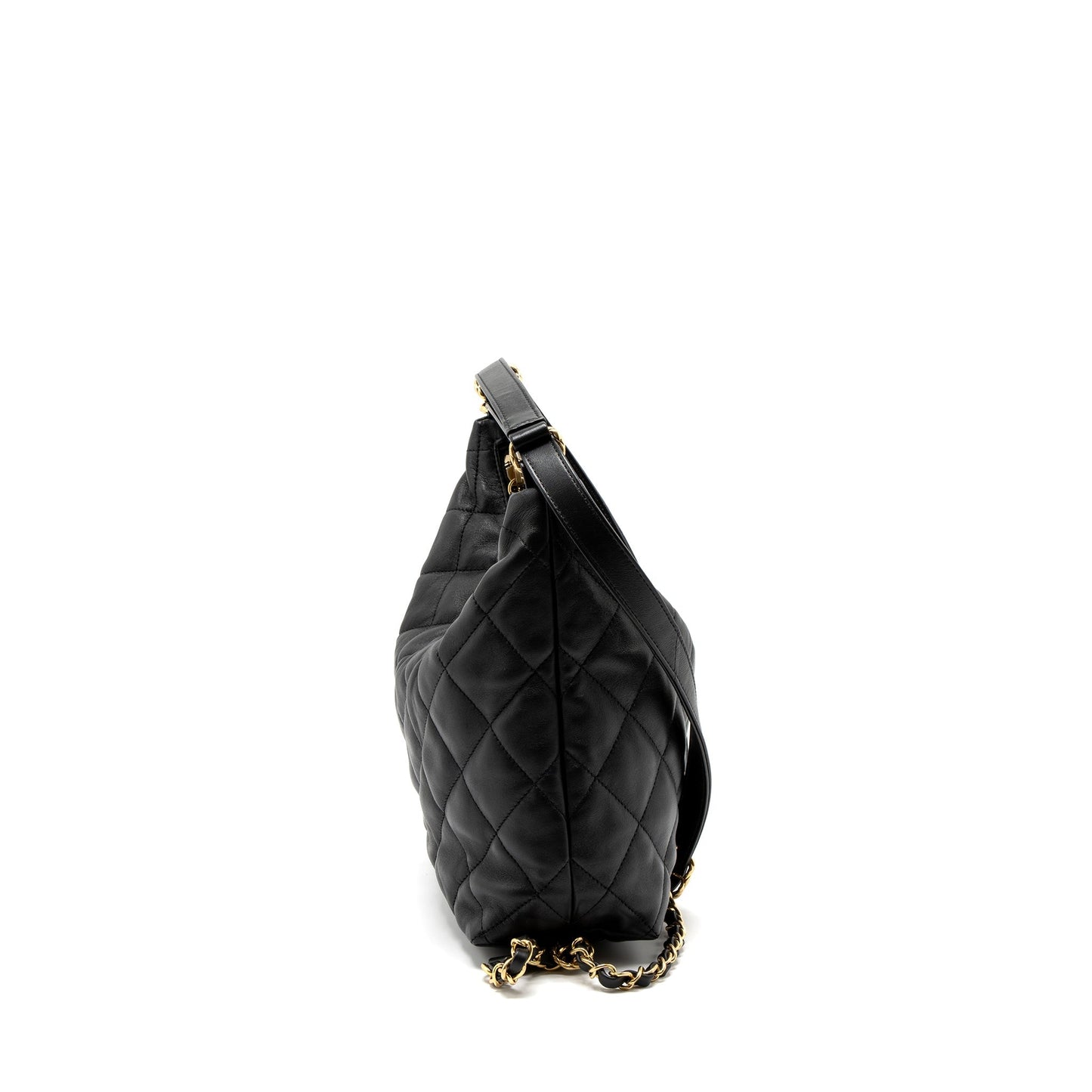 Chanel 22B Hobo Bag Lambskin Black Brushed  (Microchip)