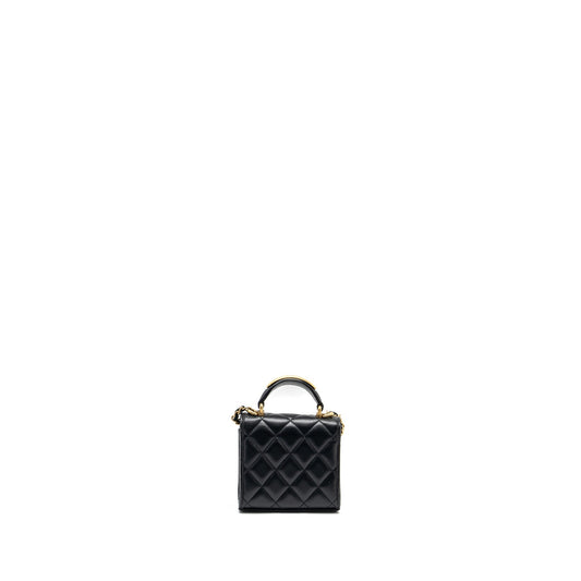 Chanel 22B Top Handle Mini Flap Clutch Lambskin black  (Microchip)